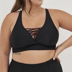 Torrid Swimsuit 1X Triangle Bikini Top Crossing Back NEW